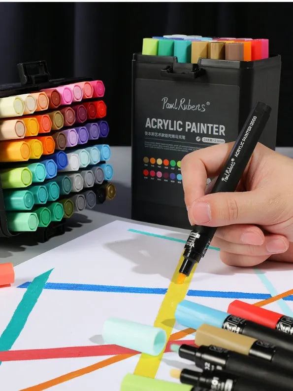 White acrylic marker pen with chisel tip for plastic surfaces and anime art highlighting
