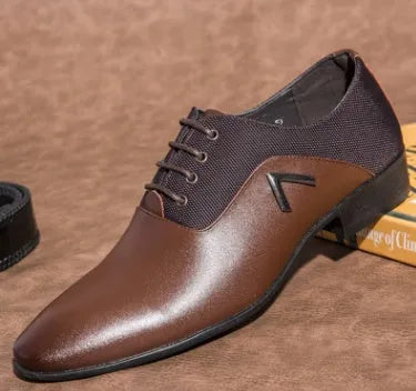 Men's black Oxford shoes made from artificial PU leather with a rubber sole.