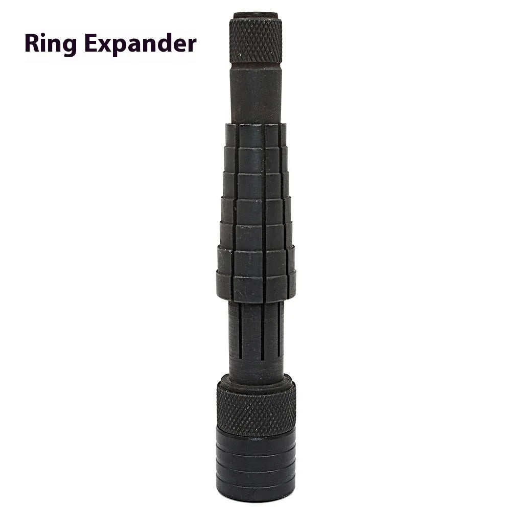 Ring expansion size adjustment plastic repair tool with rotating mechanism and rubber hammer