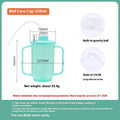 Adult angled spout anti-choke drinking cup with handle and lid, shown with optional wrist splint attachment