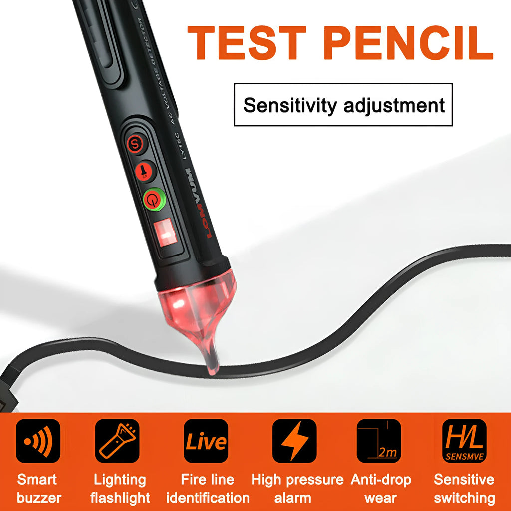 Intelligent checkpoint test pencil with sensor tip and AC 10 colour display for electrical line detection