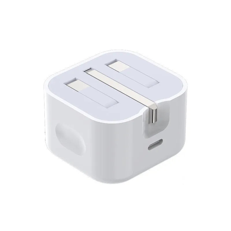 White 20W UK plug phone charger with Type-C cable in various lengths