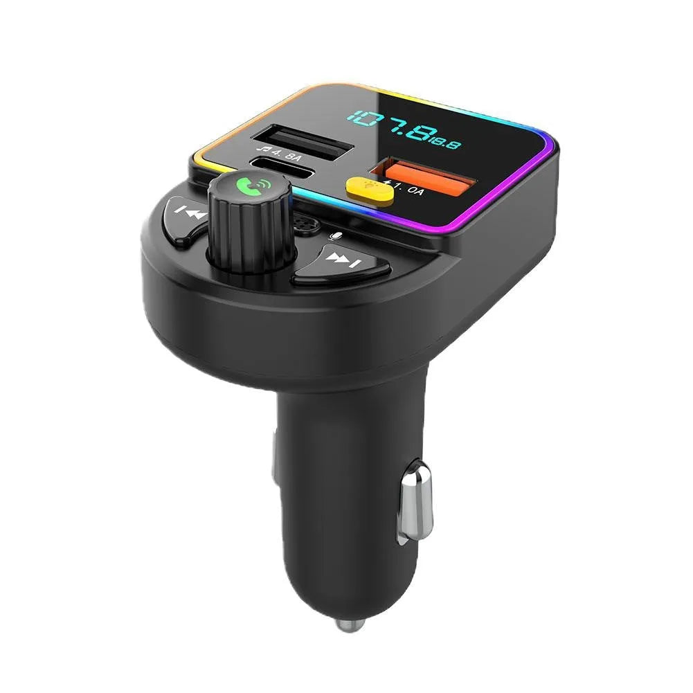 Car FM transmitter Bluetooth handsfree kit with 1.2 inch ABS screen plugged into cigarette lighter