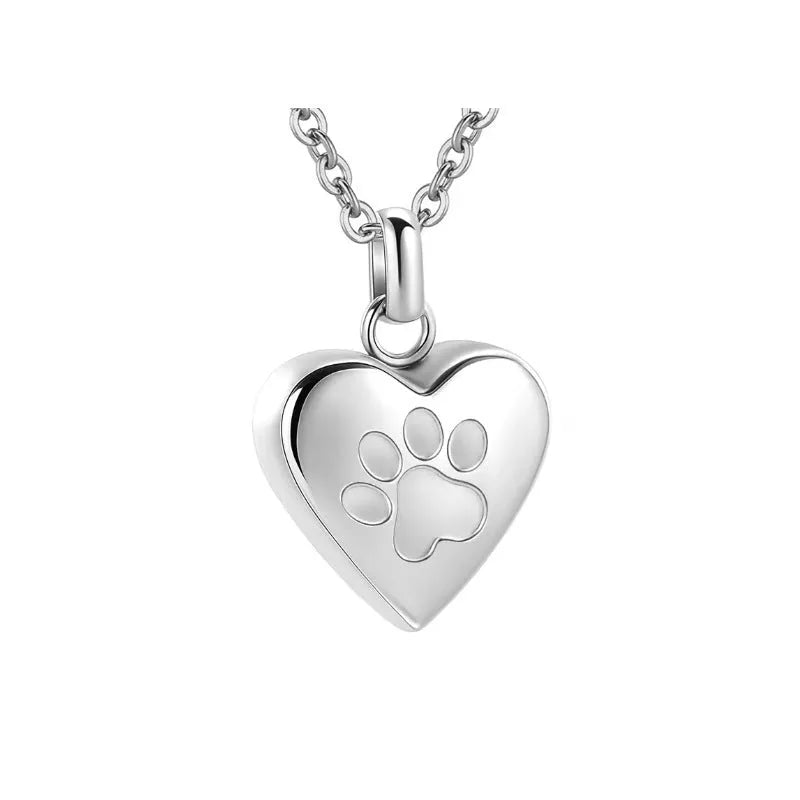 Simple titanium steel necklace with an openable heart-shaped cinerary casket pendant.