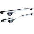 Alloy roof rack crossbar kit for a General Motors SUV, shown adjusted to length.