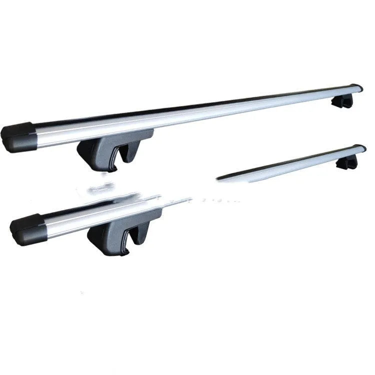 Alloy roof rack crossbar kit for a General Motors SUV, shown adjusted to length.