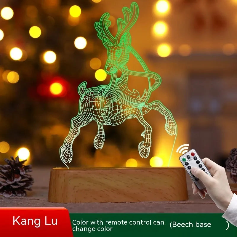 Acrylic Christmas LED night light with 3D holiday designs