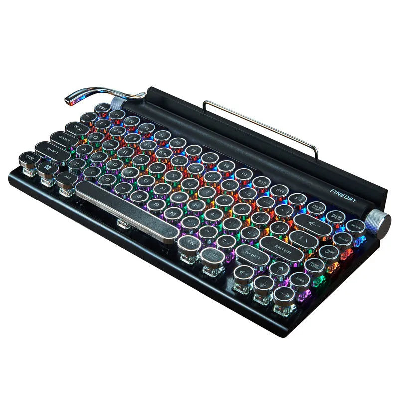 Black Dot retro typewriter mechanical keyboard with 83 keys and seven-colour backlighting