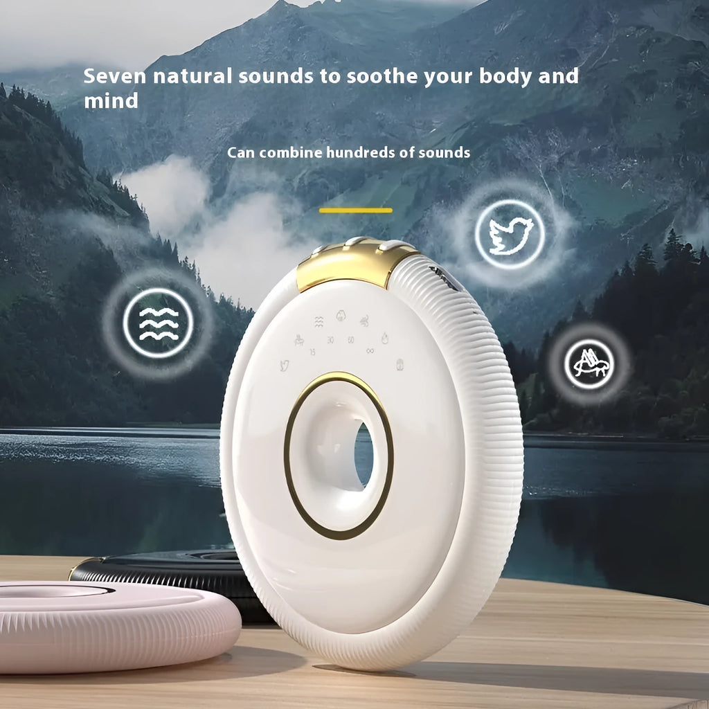 Bone conduction Bluetooth speaker mini white noise machine in white, black, or pink finish, 80mm square