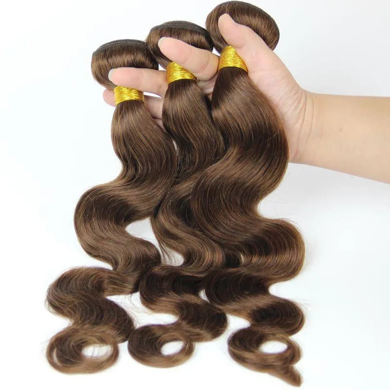 Human hair hood wig for ladies in brown colour, long length 12 to 26 inches, machine-made with high-grade hair shade bang