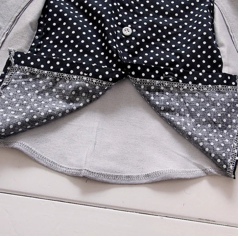 Children's blue casual sport suit set with short sleeves and elastic waist trousers