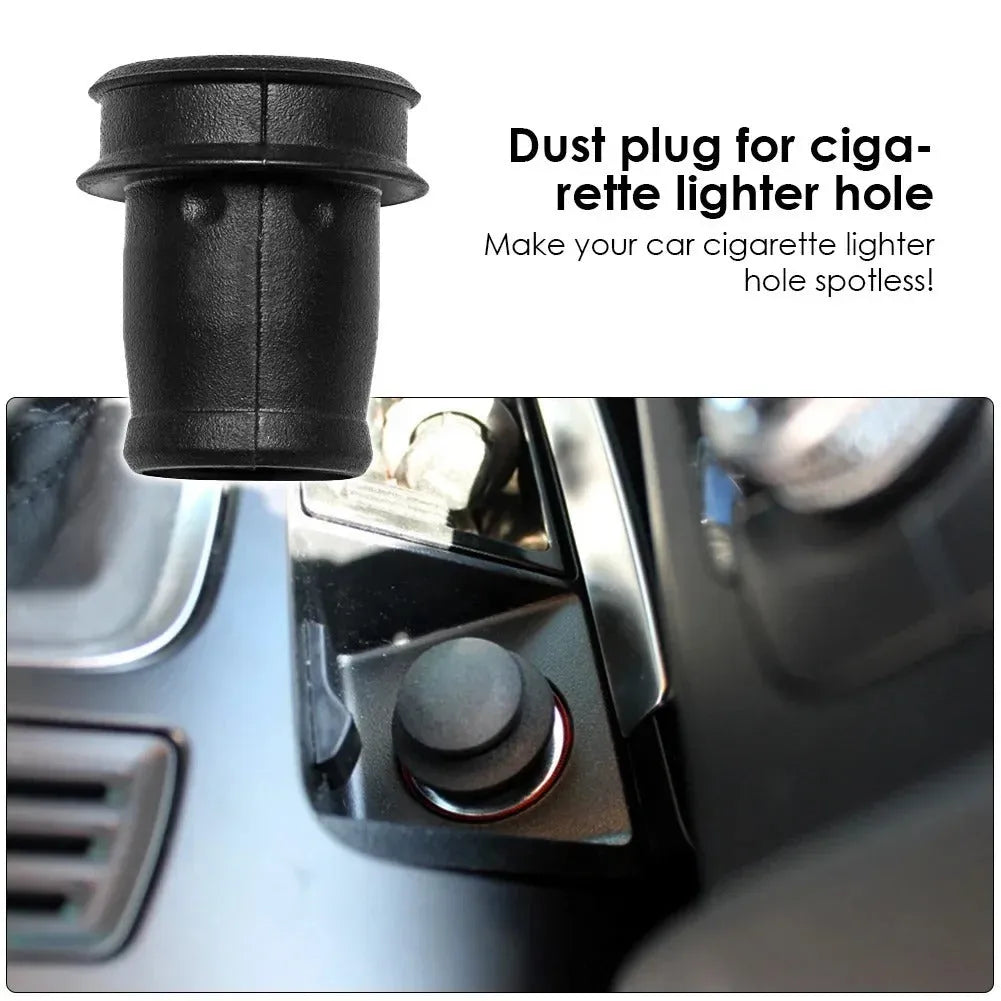 Black PVC car cigarette lighter dust plug showing 33cm length and 2cm diameter