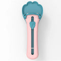 Green pet food squeezer spoon with silicone tip for dispensing liquid pet foods