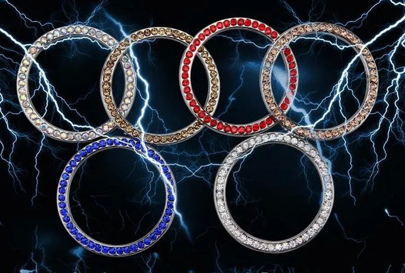 Diamond pattern 3D sticker car ignition ring decoration in silver