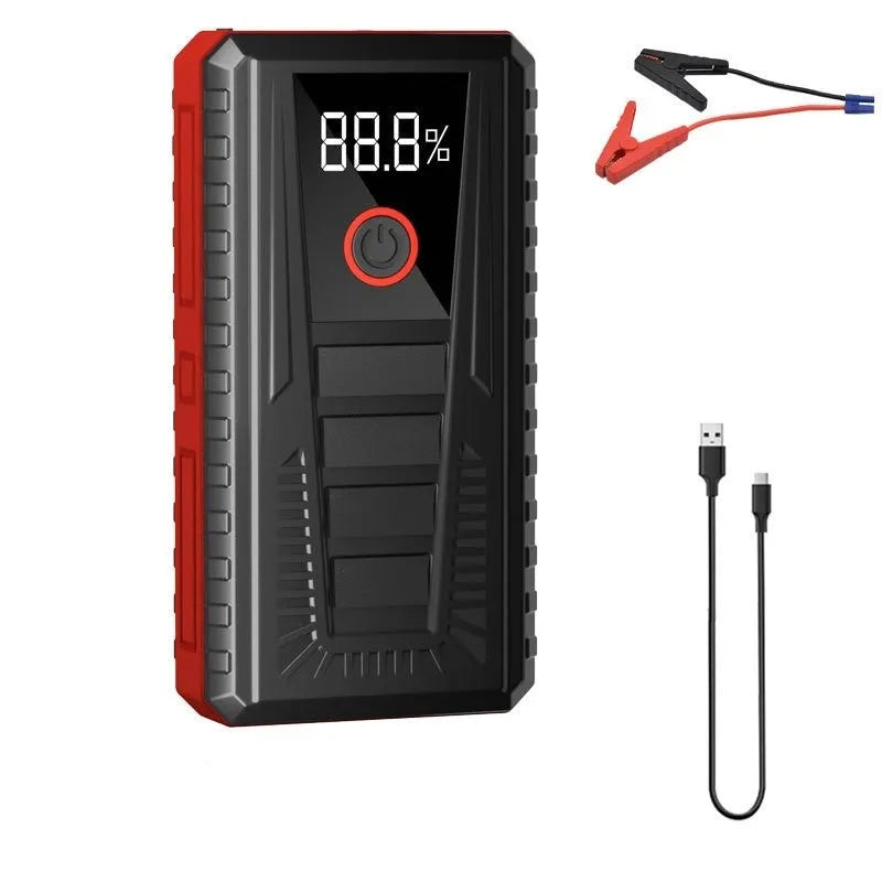 Car jump starter 1000A peak 14.8V emergency power supply with ordinary clip and storage bag, 15.7cm x 8.1cm x 3.6cm