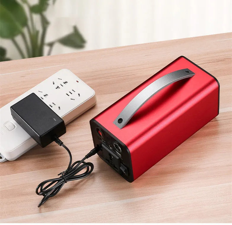 Black portable power station with 45000mAh capacity, 180W output, AC and USB ports on front panel