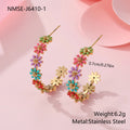 Women's stainless steel bracelet with oil dripping colour floral geometric design electroplated finish