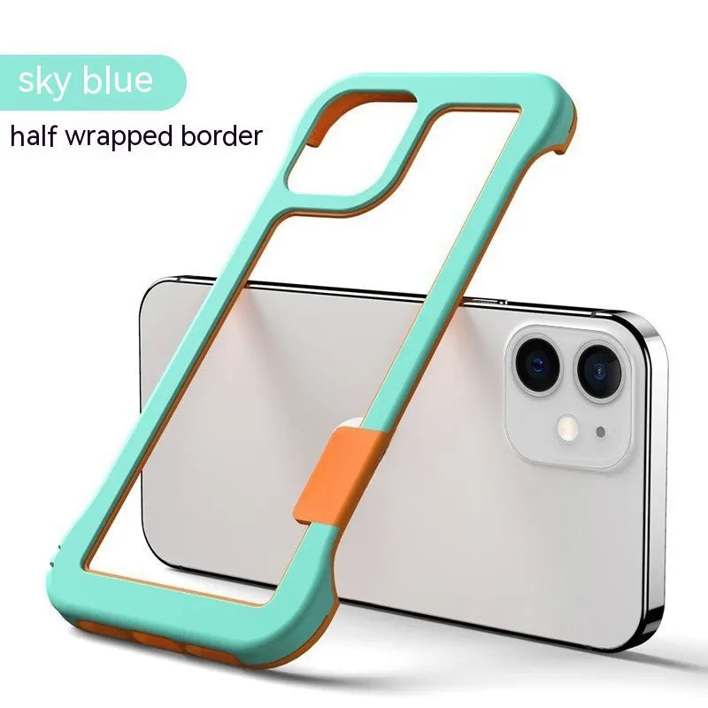 Frameless silicone phone case for Apple iPhone, shockproof and heat dissipation, six colours available