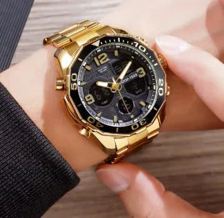 Southeast Asian spiral stainless steel young men's watch with 48mm dial in black finish