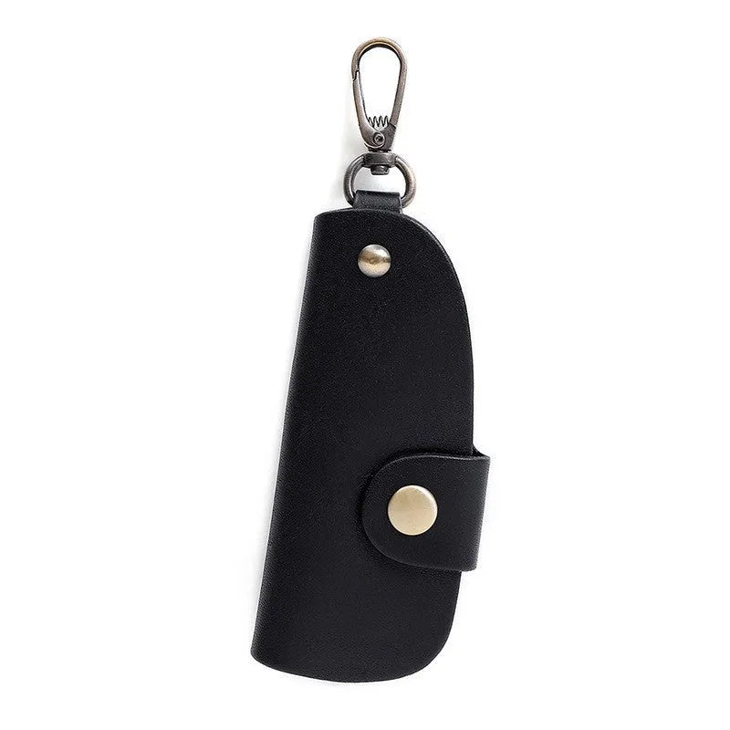 Genuine leather handmade key storage bag for car keys in black, brown, coffee, and purplish red.