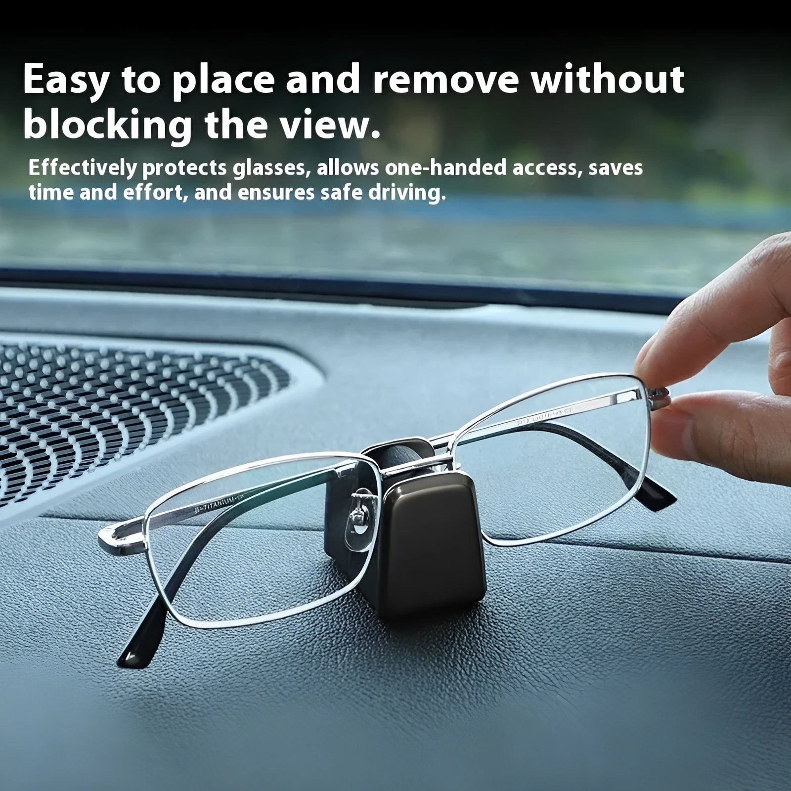 Zinc alloy leather glasses clip for car dashboard in black, grey, green, and red colours
