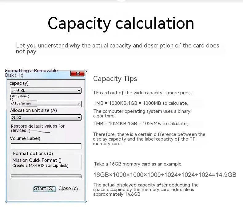 256MB capacity TF series memory card shown with scale indicating 11mm by 15mm dimensions.