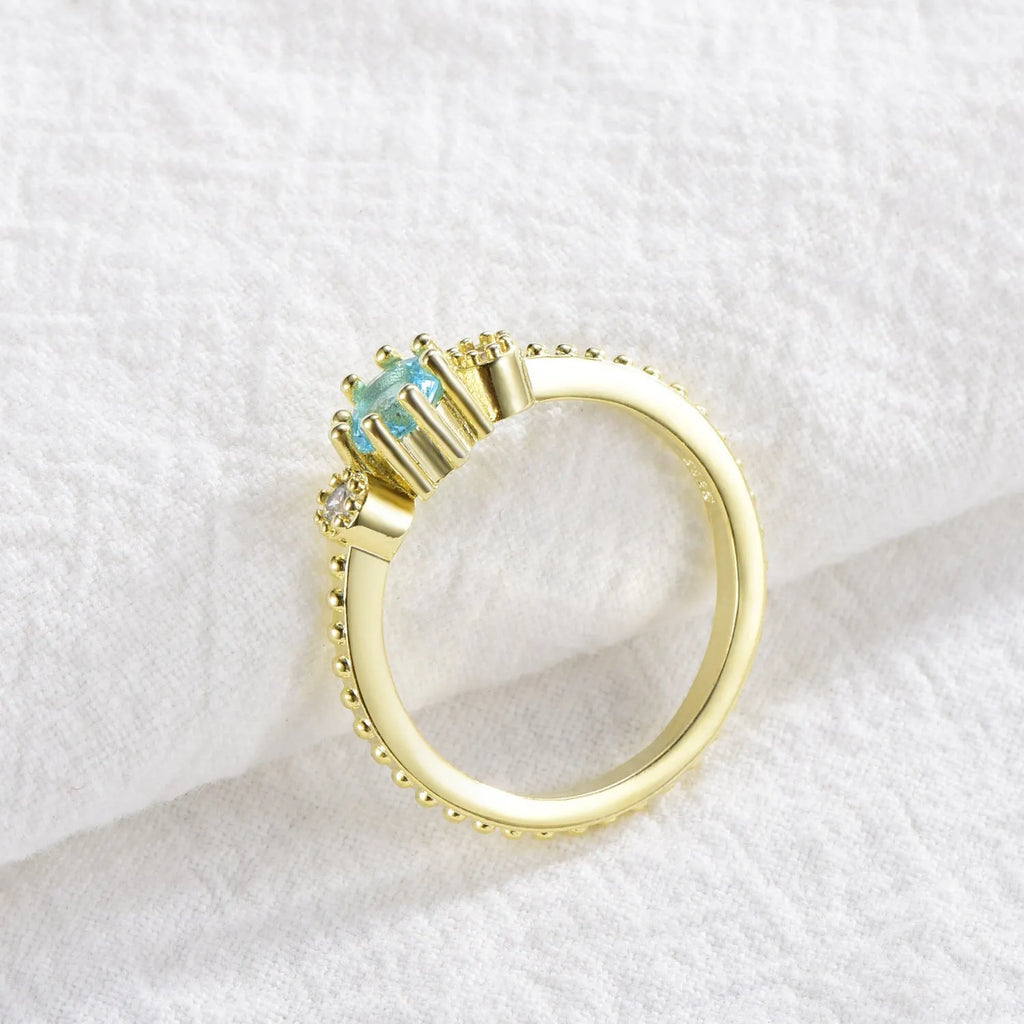 ROMAD ocean blue rhinestone ring women gold silver alloy simple bohemian finger ring on finger