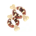 Natural rubber bone-shaped dog molar toy shown in two different sizes for teeth grinding and anxiety relief.