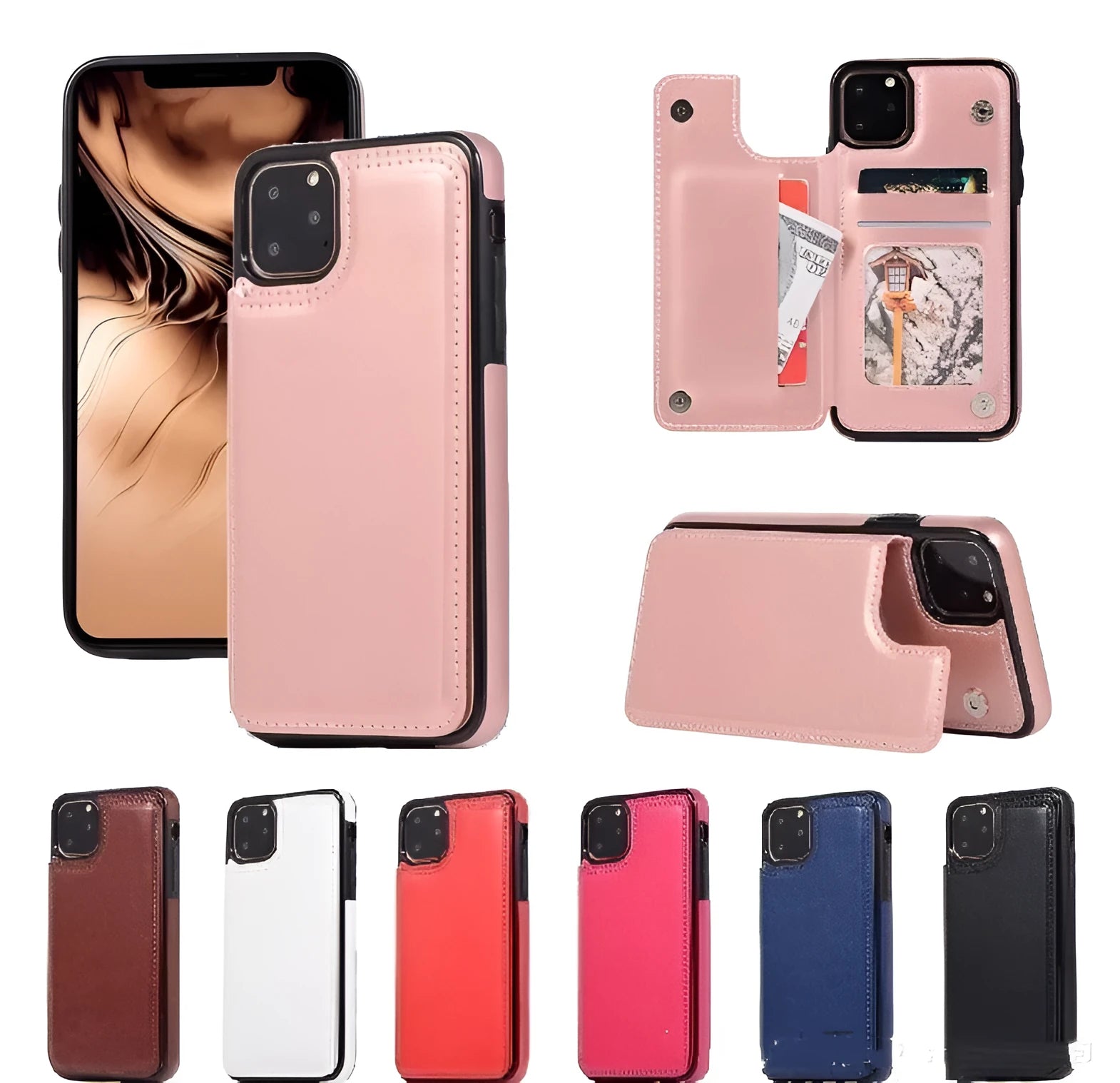 Crazy Horse pattern leather double buckle holster phone case for iPhone 13 in multiple colour options