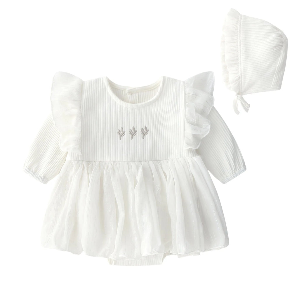 Cotton baby princess fluffy dress for infant girls in pink, red, or white colours