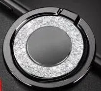 Bling glitter phone holder ring in six colours showing rotation and flip functions