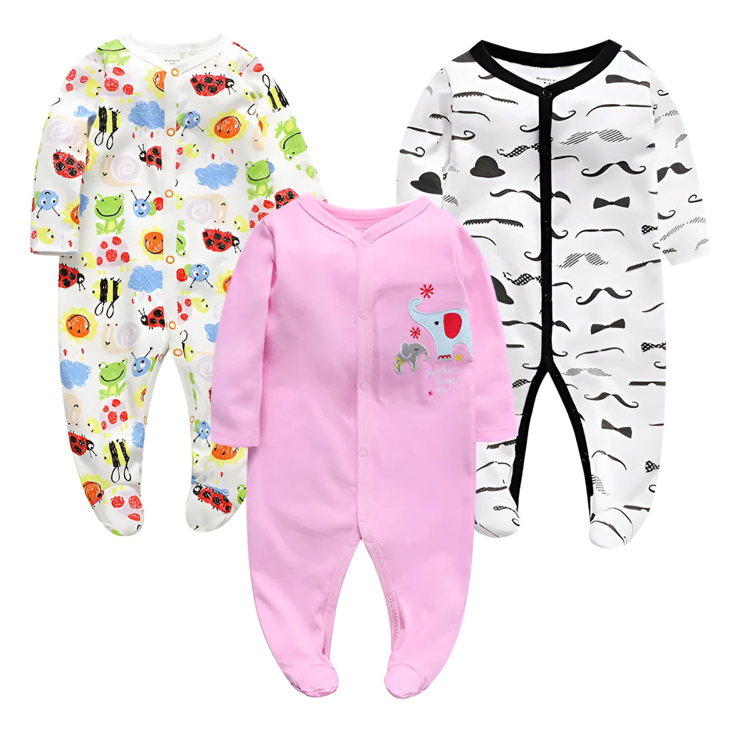 Cotton one-piece baby outfit with dinosaur print design for 3-12 month infants