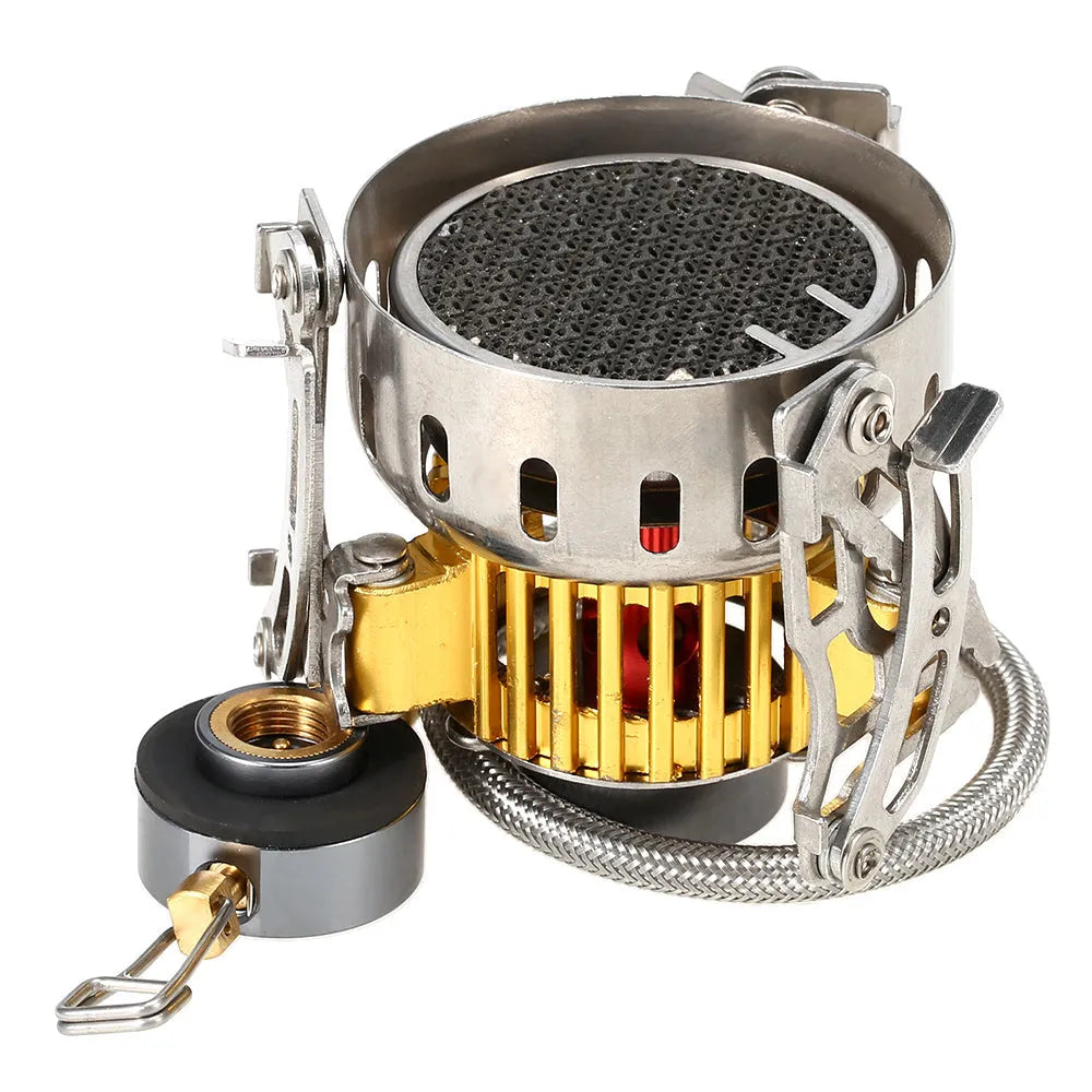 3500W infrared camping stove head in folded form with plastic box, made from stainless steel, copper, and aluminium