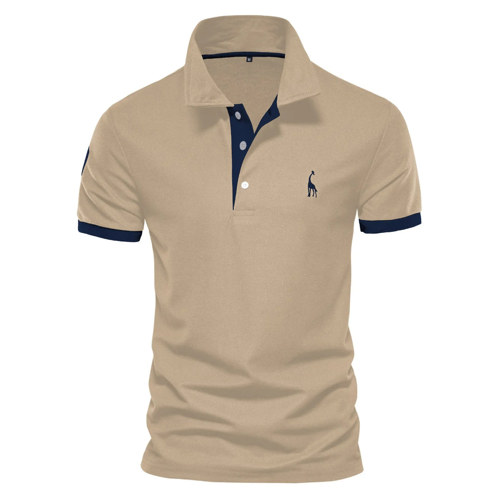 Men's deer embroidered short sleeve T-shirt in slim fit, shown in a selection of available colours.