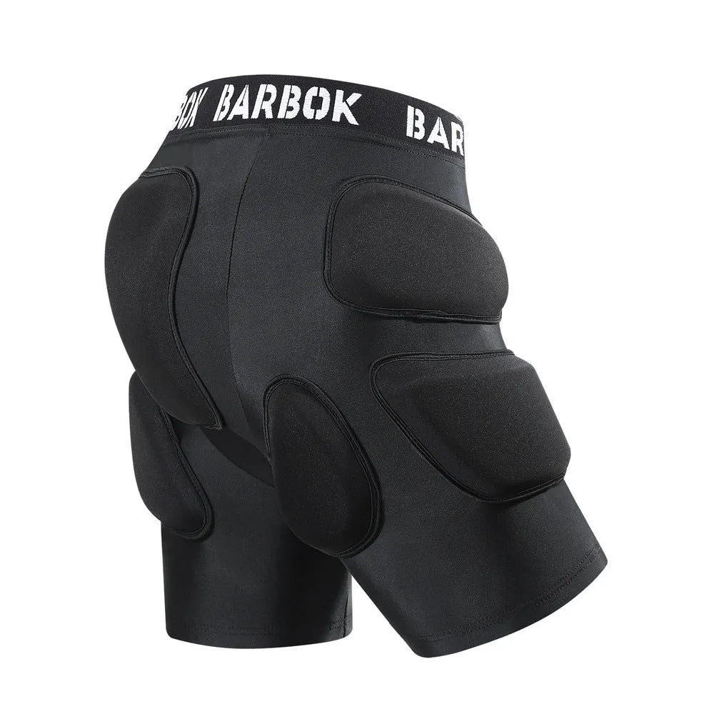 Black adult hip protection pad with NBR padding for skating and skiing safety.
