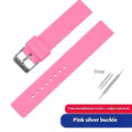 Silicone watch strap in black with silver buckle available in 12mm to 24mm widths