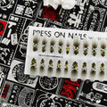 French leopard print long ladder nail stickers in brown, charm, and moss colourways, 40 piece set