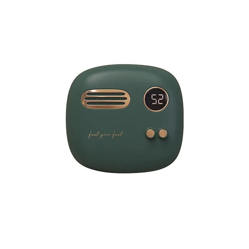 2-in-1 retro hand warmer and power bank with digital temperature display, 5000mAh, in purple