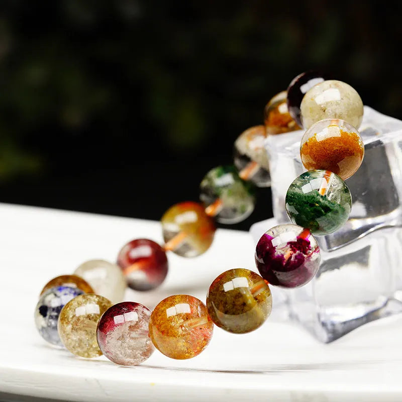 Colourful crystal ball bracelet in ethnic style with retro elements measuring 10mm