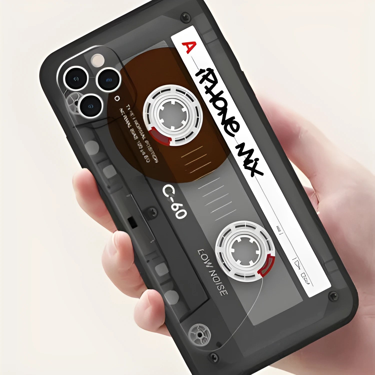 Creative retro recorder disassembling tape painted phone case for iPhone, TPU back cover, simple European style