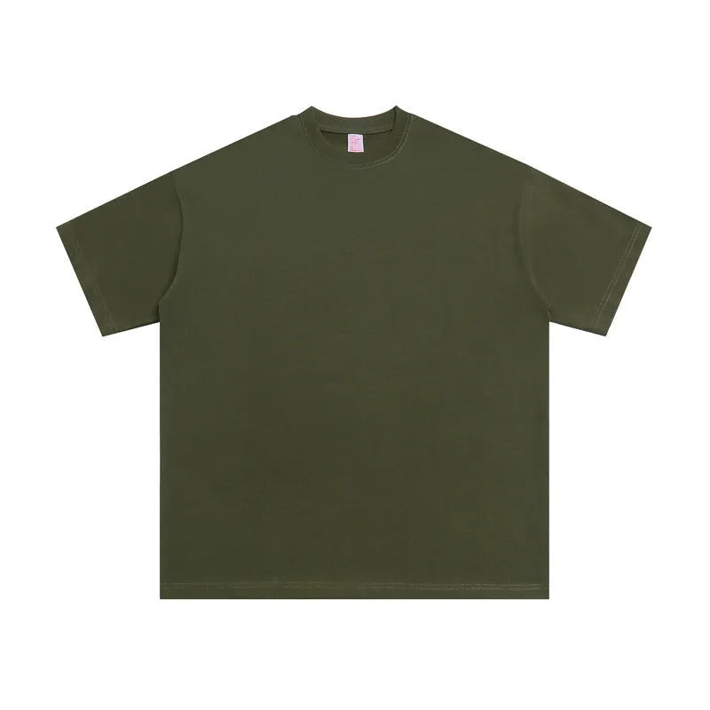 Loose fit pure cotton half sleeve pullover shirt showing colour options including fluorescent yellow and army green