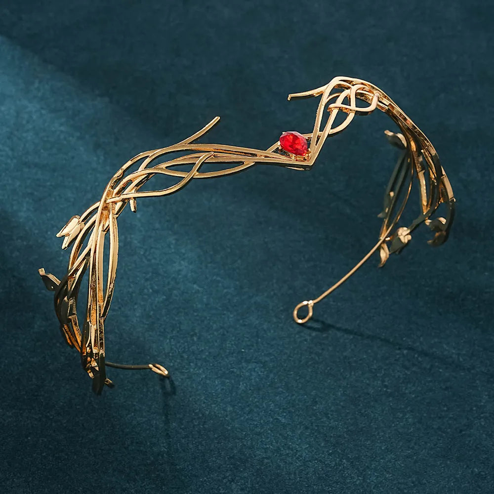 Goddess warrior alloy forehead ornament headdress with crystal inlay 15cm exotic style