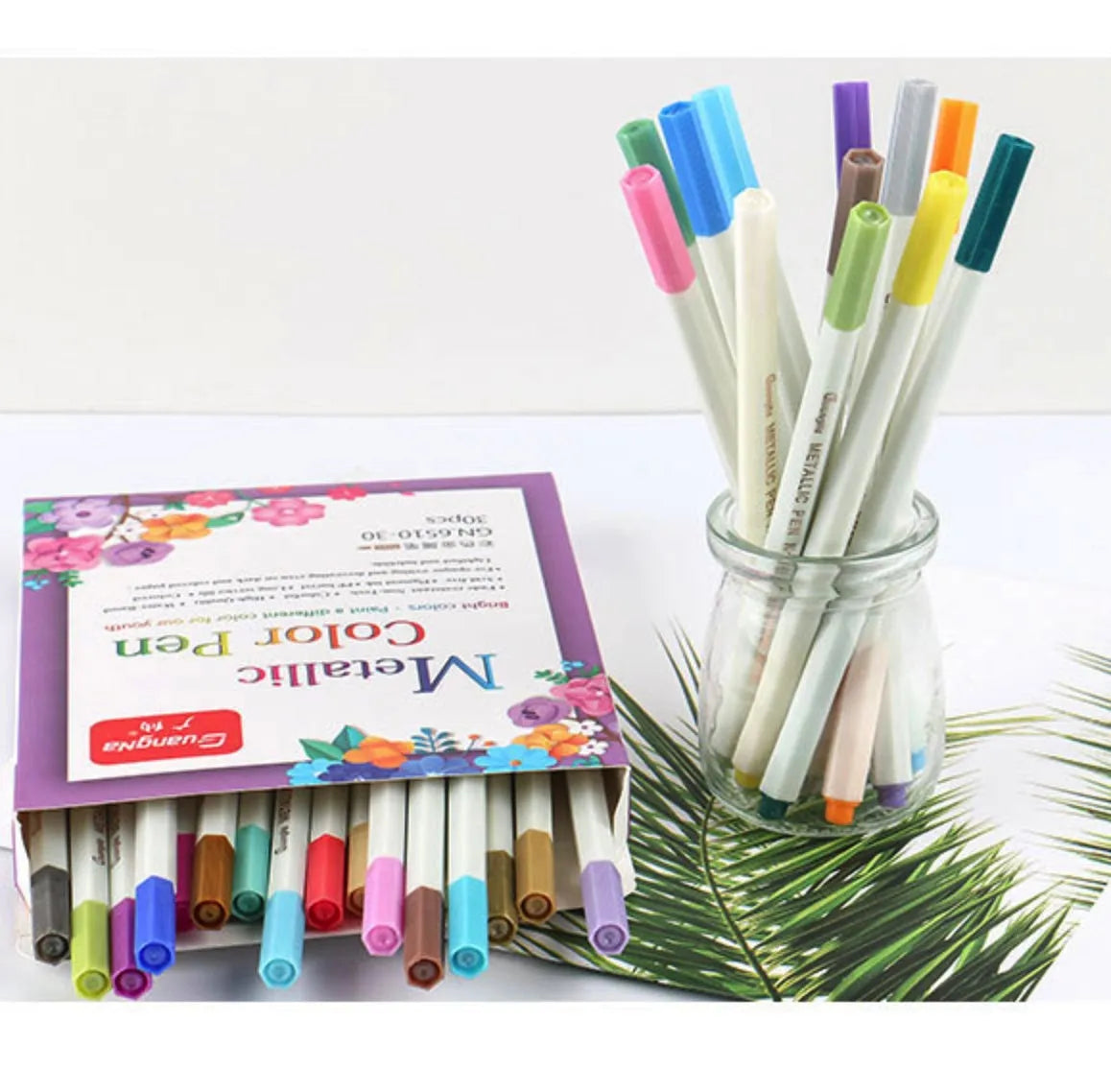 10 paint marker pens set with black, gold, silver, white colours in PP barrel 16.3cm