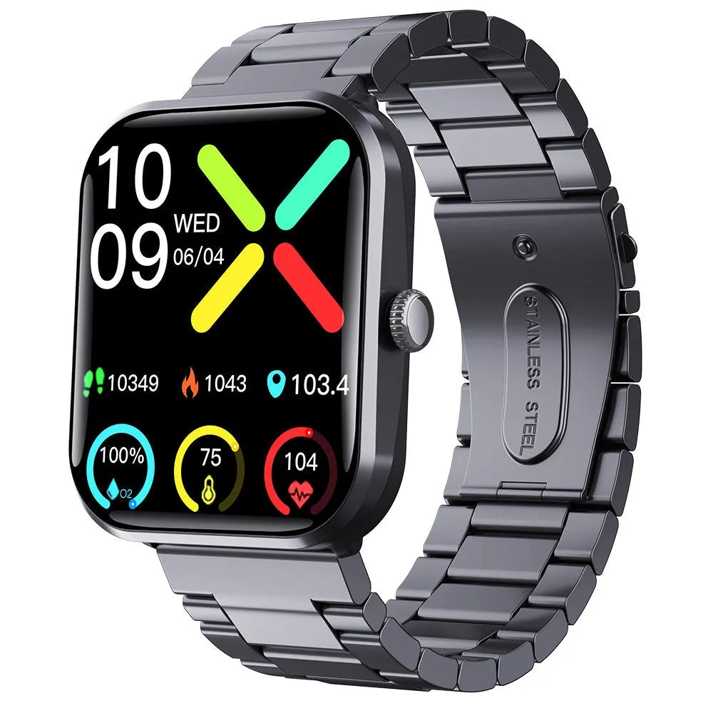 Men's Fashion F96 multi-functional sport smart watch in black with health monitoring and Bluetooth calling features
