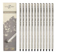 Professional charcoal drawing set with 34 pencil types including soft carbon tools and grades from 2H to EE