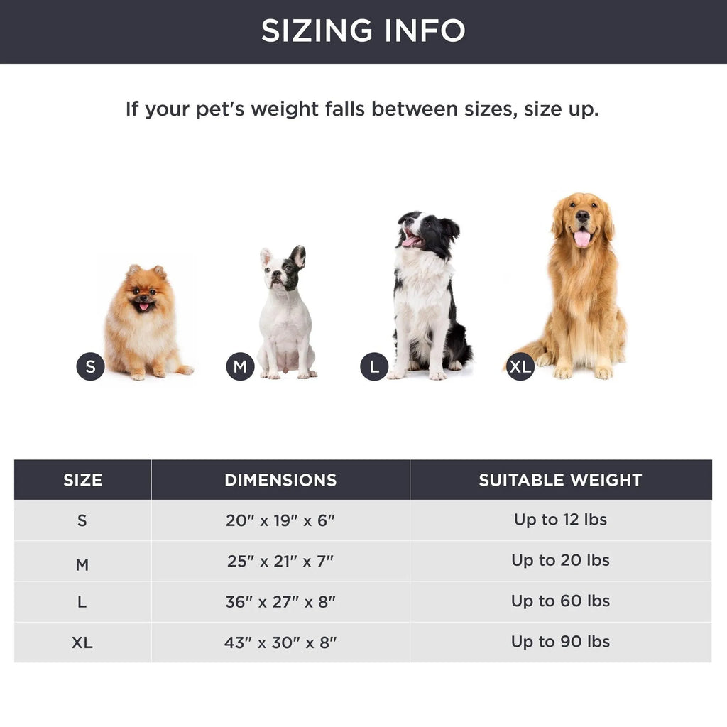 Beige plush pet bed with raised bolster sides for cats and dogs, shown in a home setting.