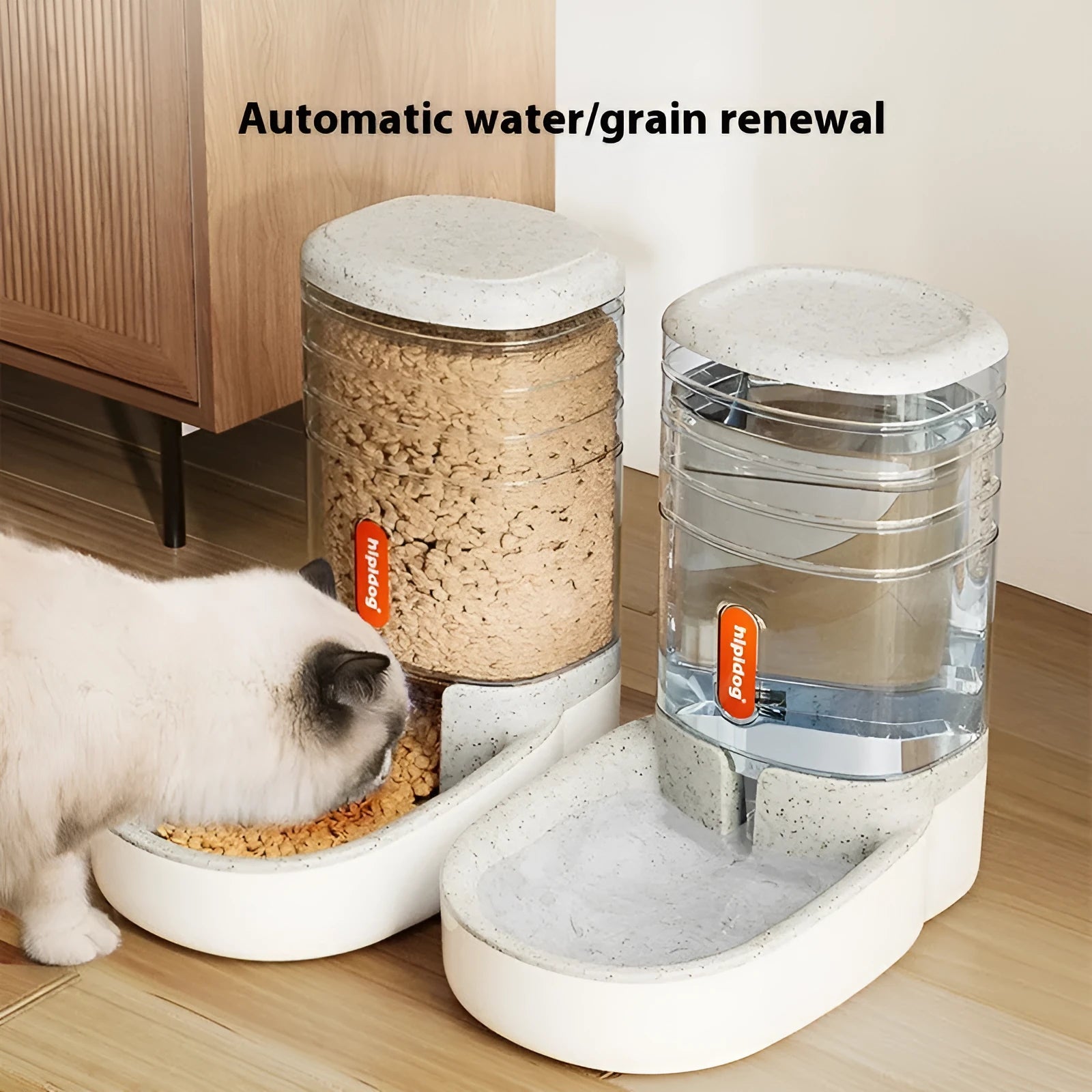 Grey automatic pet drinking fountain with 3.8L large capacity reservoir for cats and dogs.