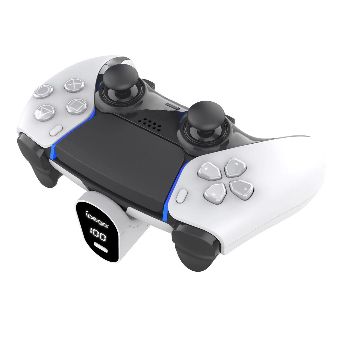 White PS5 gamepad rechargeable battery pack 2000mAh with digital display and Type-C cable