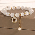 Korean-style white crystal cat's eye bracelet with geometric health care design
