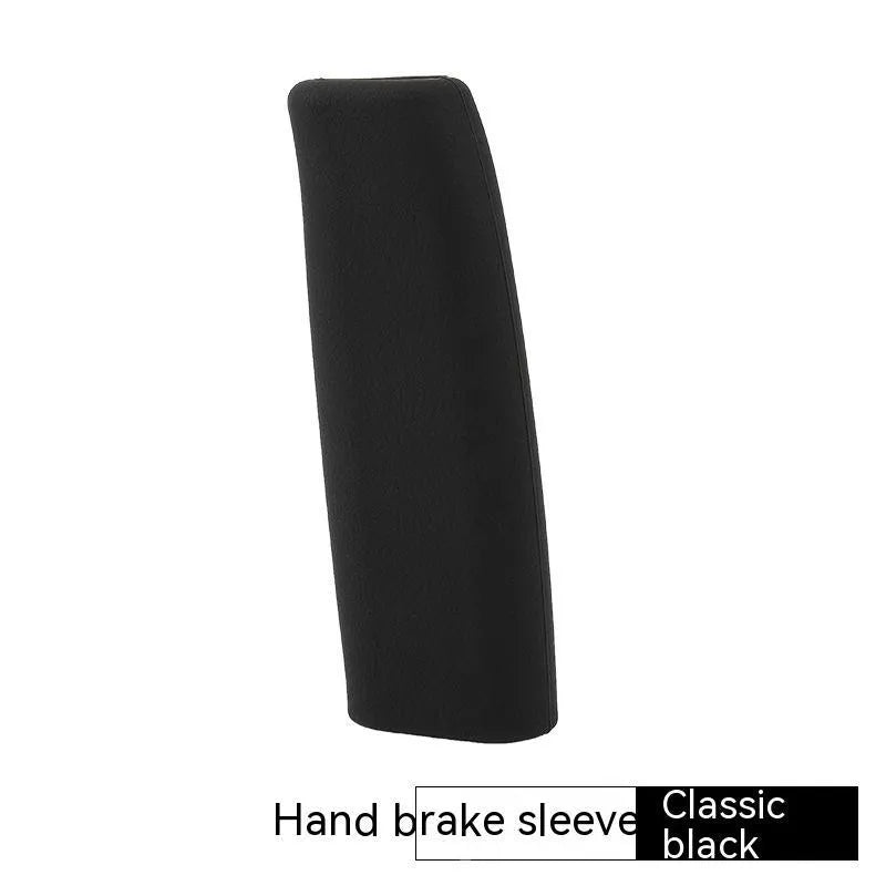 Silicone handbrake sleeve cover shown in different colours next to a car handbrake lever.